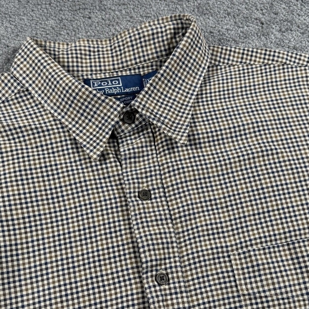 Polo Ralph Lauren Lowell Sport Silk Cotton Check Shirt Mens XXL Short Sleeve